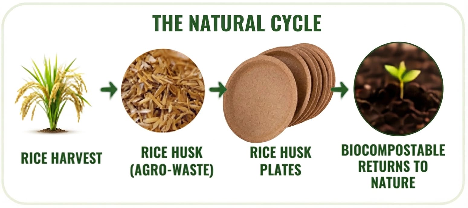 The Natural Cycle of Rice Husk Plates