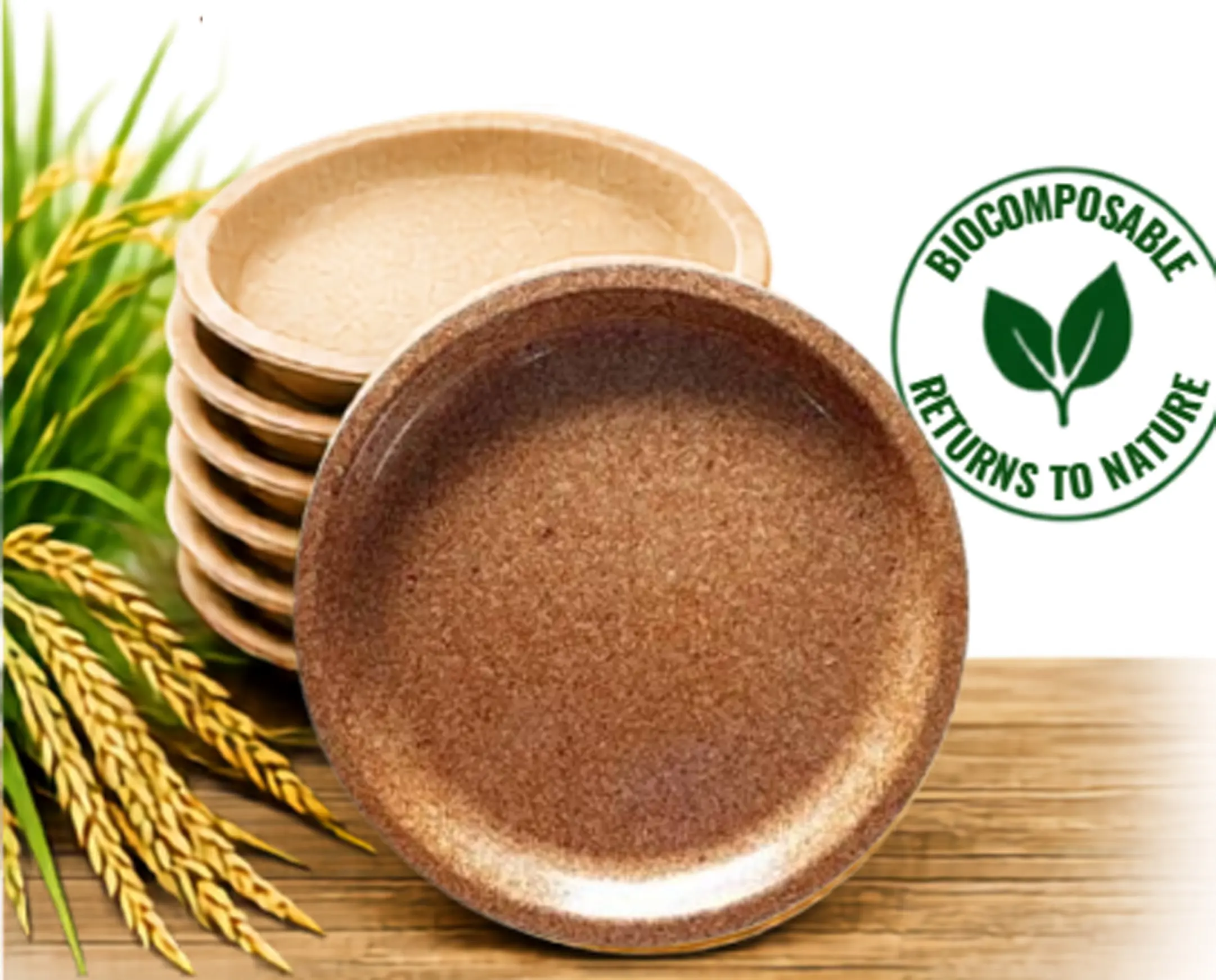 Rice Husk Plates - Biocompostable Returns to Nature